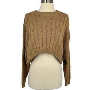 Anthropologie Brown Cable Knit Crew Neck Sweater